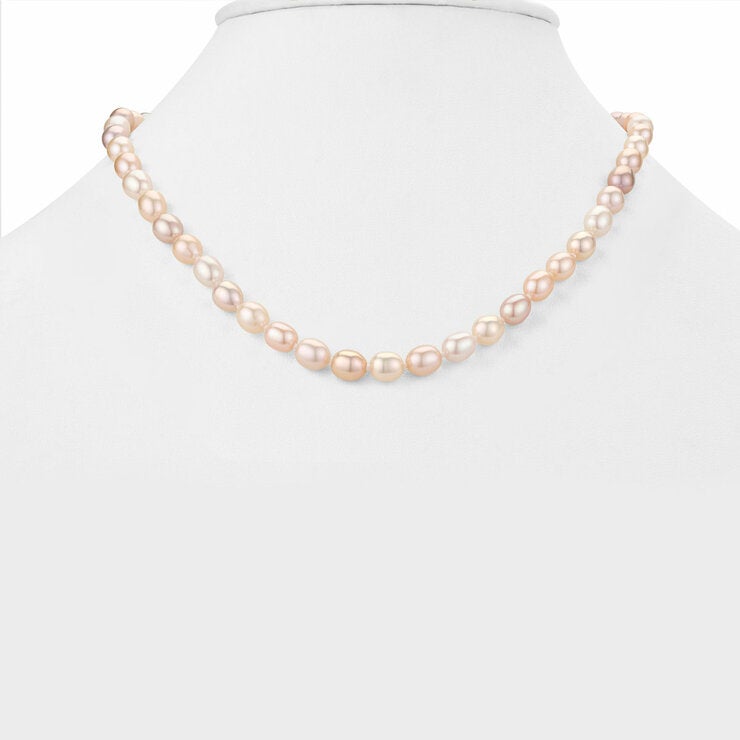 6.5-7mm Cultured Freshwater Pink Pearl Earring & Necklace Set, 14ct Yellow Gold 6.5-7mm Cultured Freshwater Pink Pearl Earring & Necklace Set, 14ct Yellow Gold