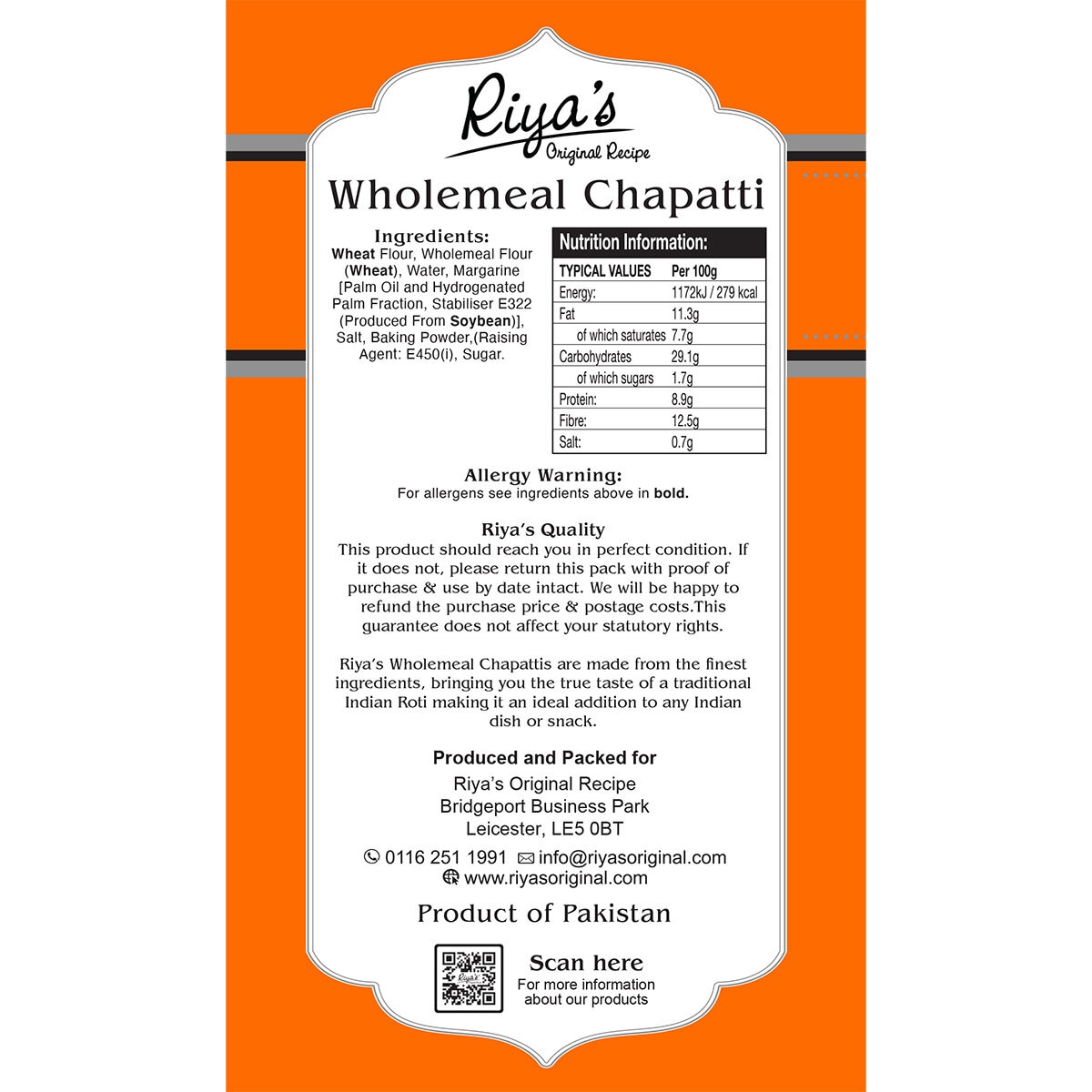 Riya's Wholemeal Chapatti, 2 x 20 Pack
