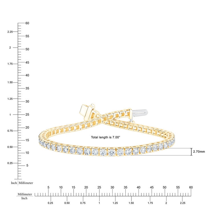 3.00ctw Round Brilliant Cut Tennis Bracelet, 18ct Yellow Gold