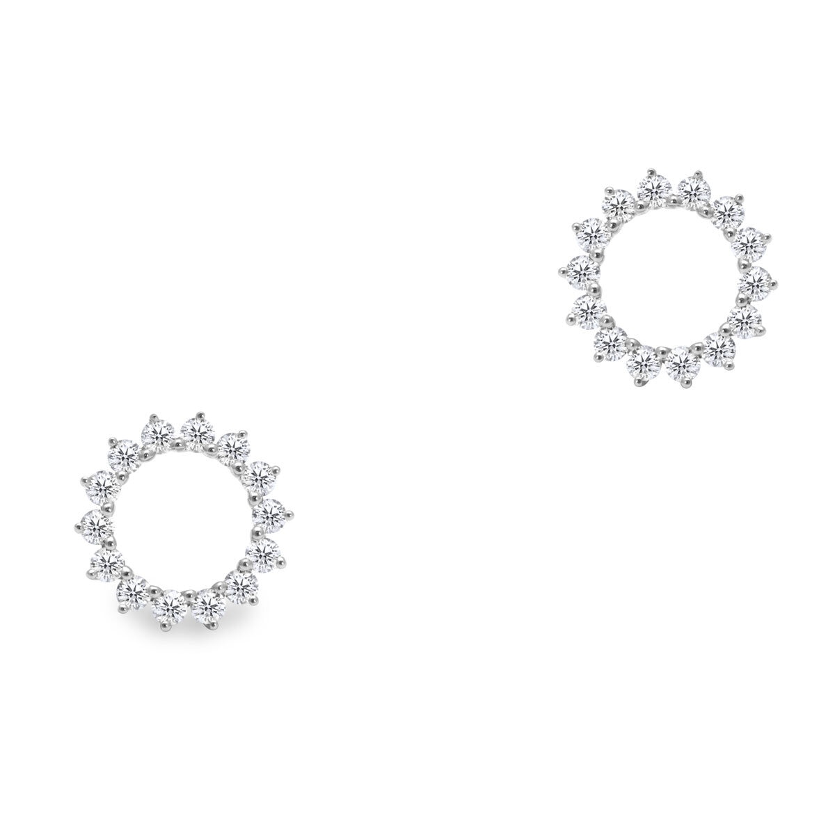 0.39ctw Round Brilliant Cut Diamond Circle Stud Earrings, 18ct White Gold