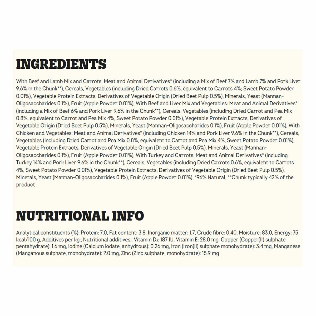 Nutritional Information Nutritional Information