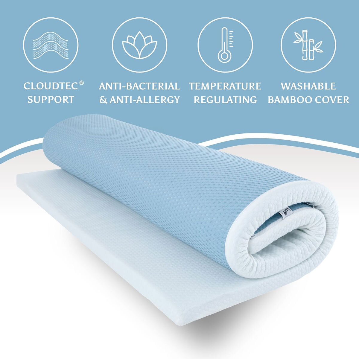 Luff Prestige Bamboo Memory Foam Mattress Topper in 4 Sizes