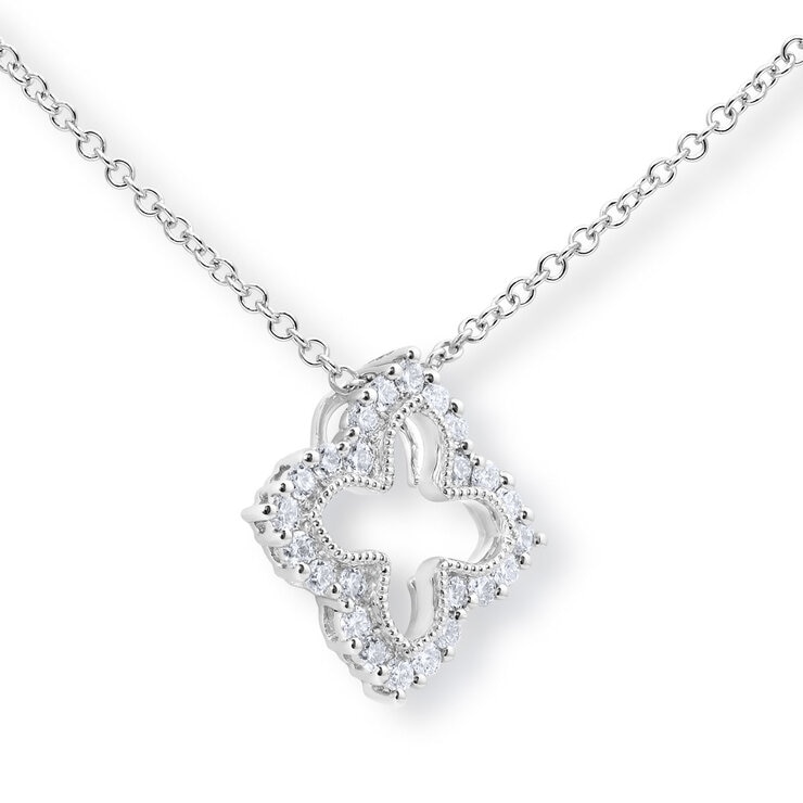 0.38ctw Round Brilliant Cut Diamond Quatrefoil Pendant, 18ct White Gold