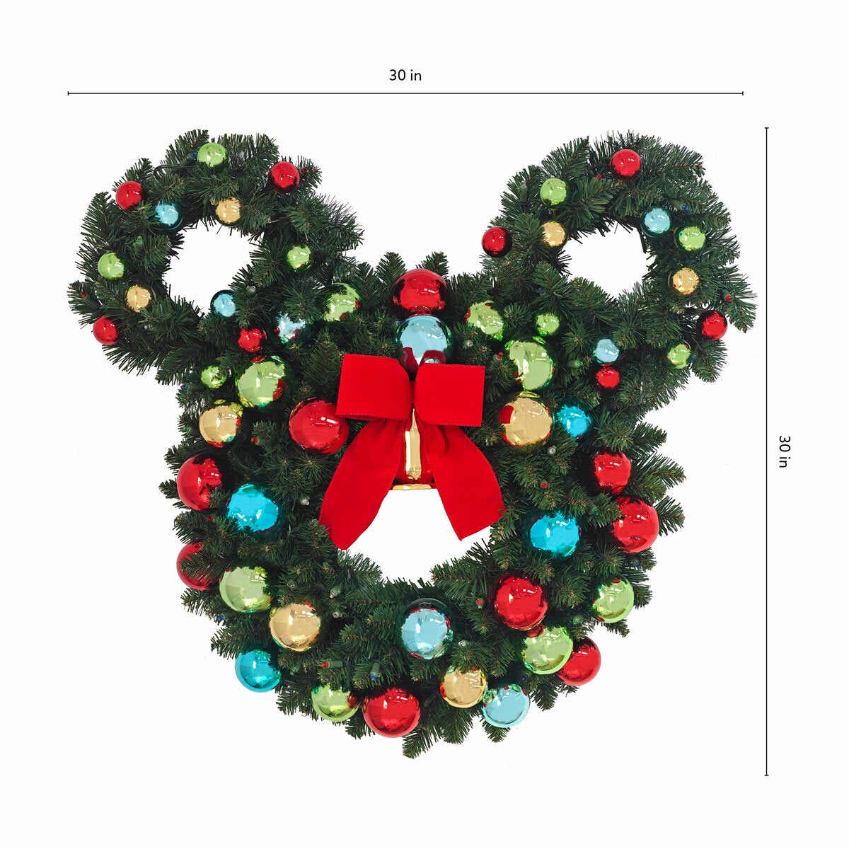 30 Inch Pre-Lit Mickey Figural Christmas Wreath 30 Inch Pre-Lit Mickey Figural Christmas Wreath