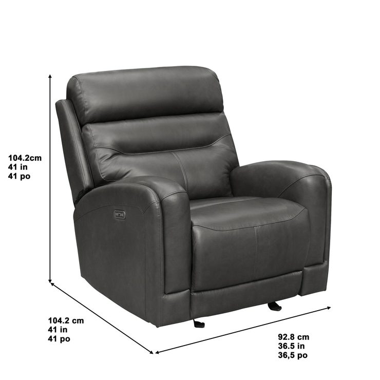 Pulaski Oklahoma Grey Leather Power Glider Recliner with Power Headrest Costco UK