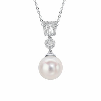 Diamonfire Sterling Silver Zirconia and Shell Pearl Drop Pendant