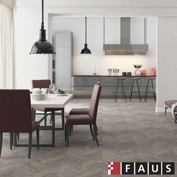 Faus Chevron Grey Oak 8mm AC6 Laminate Flooring Planks - 2.08m² Per Pack