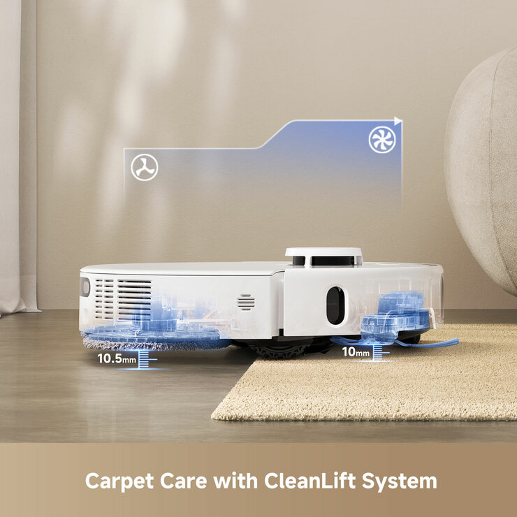 Lifestyle image of MOVA P50 Ultra Robot Vacuum with clean lift system