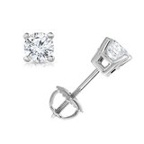1.00ctw Round Brilliant Cut Diamond Solitaire Stud Earrings, 18ct White Gold