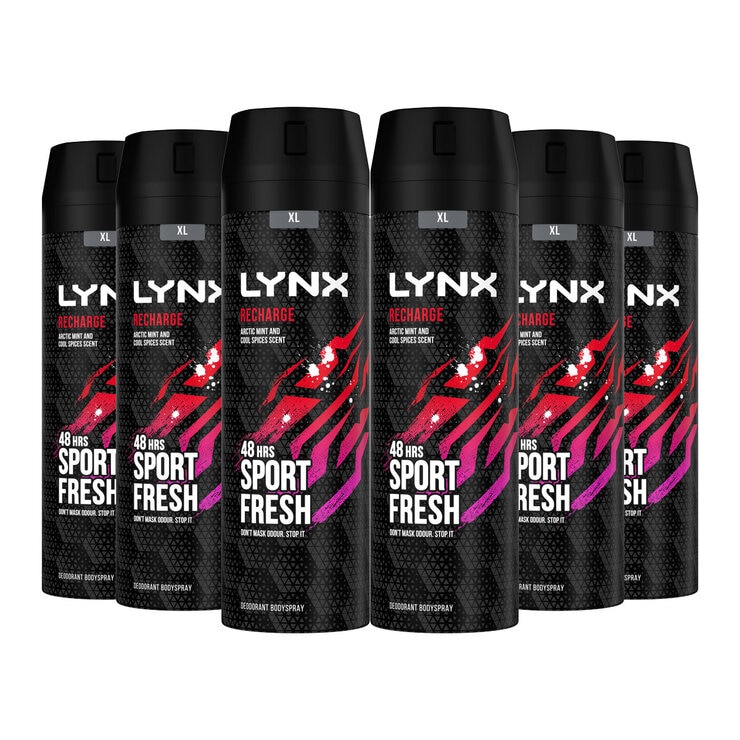 Lynx Recharge Body Spray, 6 x 200ml Lynx Recharge Body Spray, 6 x 200ml