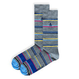 Original Penguin Men's Striped Socks, 6 Pack in Grey, Blue and Navy