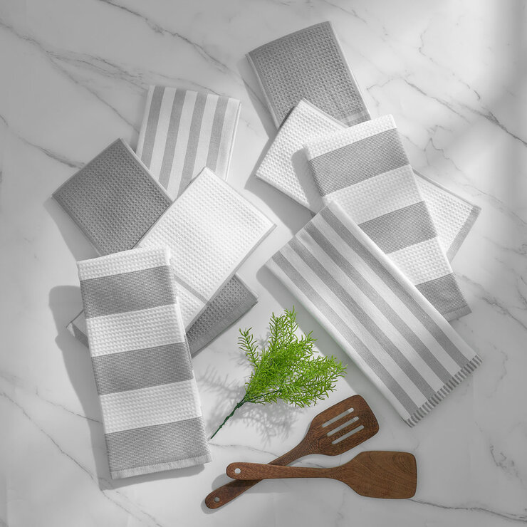 Caro Home Kitchen Towels 8 Pack, in 3 Colours