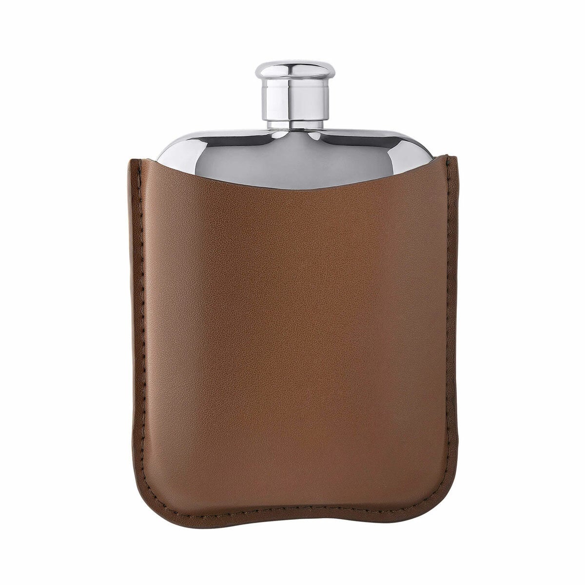 S/STEEL BROWN LEATHER HIP FLASK S/STEEL BROWN LEATHER HIP FLASK