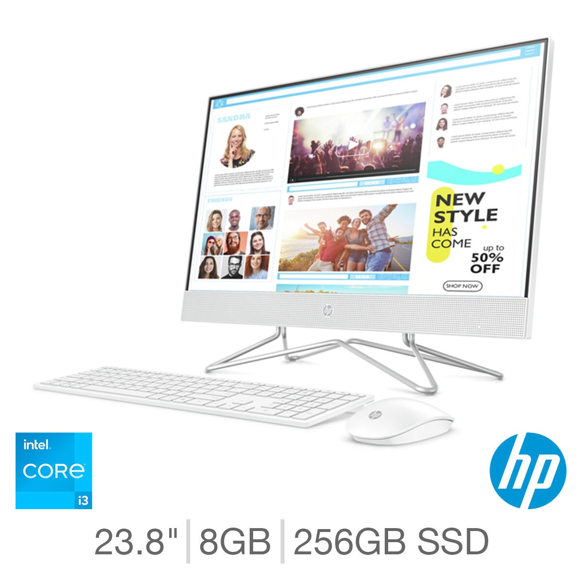 HP, Intel Core i3, 8GB RAM, 256GB SSD, 23.8 Inch All In ...