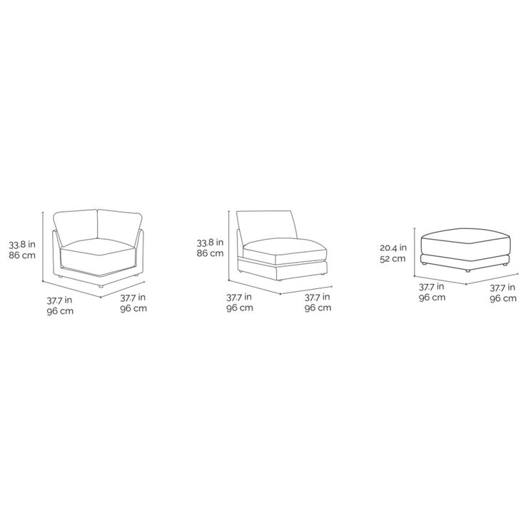 Light Grey Sofa Line Dimension Drawing