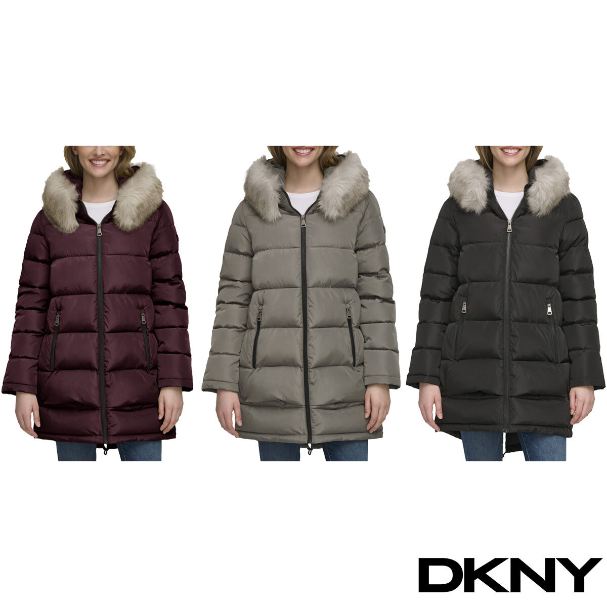 DKNY Ladies Long Coat in 3 Colours and 4 Sizes | Costco UK