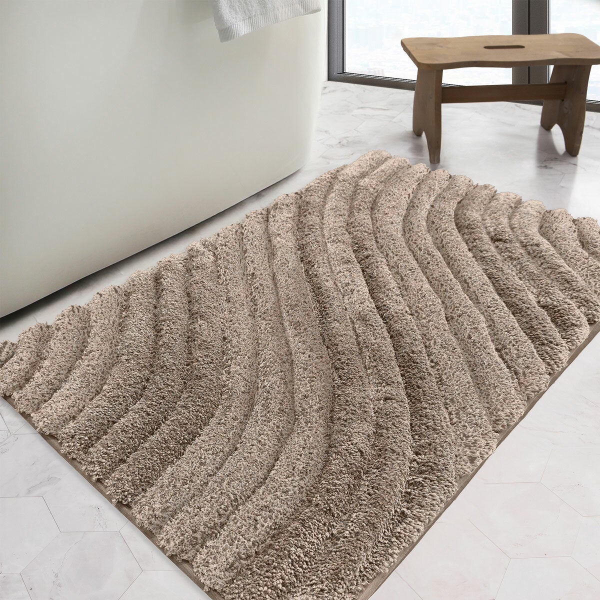 Safdie Tufted Wave Taupe Bath Mat, 56 x 91 cm Safdie Tufted Wave Taupe Bath Mat, 56 x 91 cm