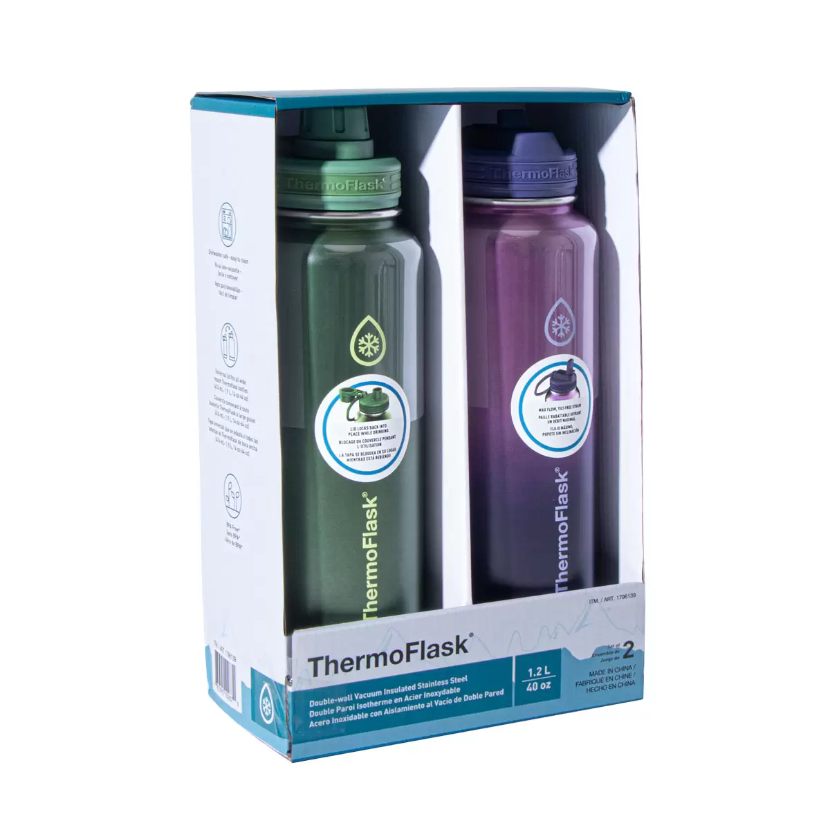 ThermoFlask Stainless Steel 1.2L Water Bottle, 2 Pack in Two Colour Combinations - Picture 14 of 20