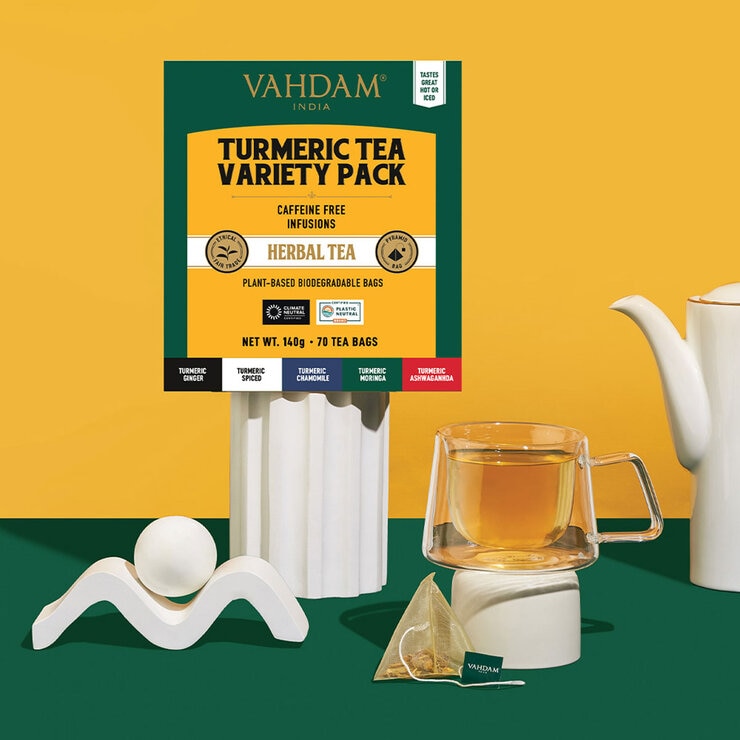 Vahdam Turmeric Tea Variety, 70 Pack