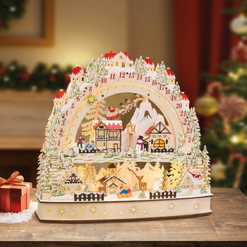 Wooden LED Advent Christmas Calendar With LED Lights
