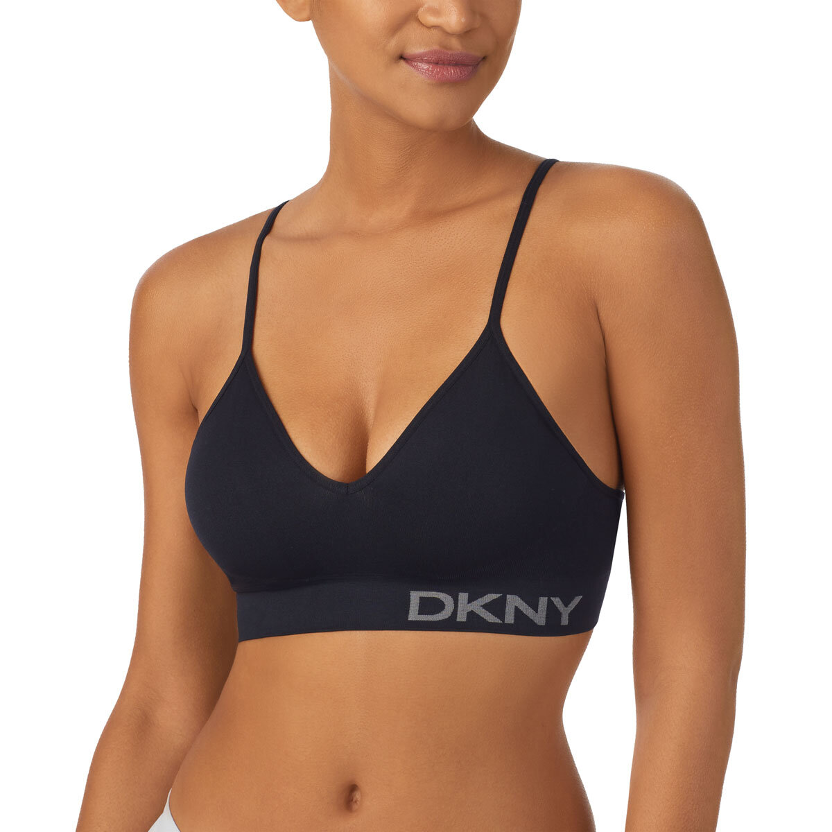 DKNY Seamless Bralette 2 Pack in Black & Sand