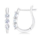 0.50ctw 3 Stone U Hoop Earrings, 14ct White Gold