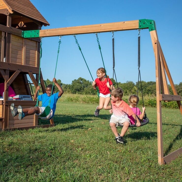 Lifestyle image of children playing on the swings