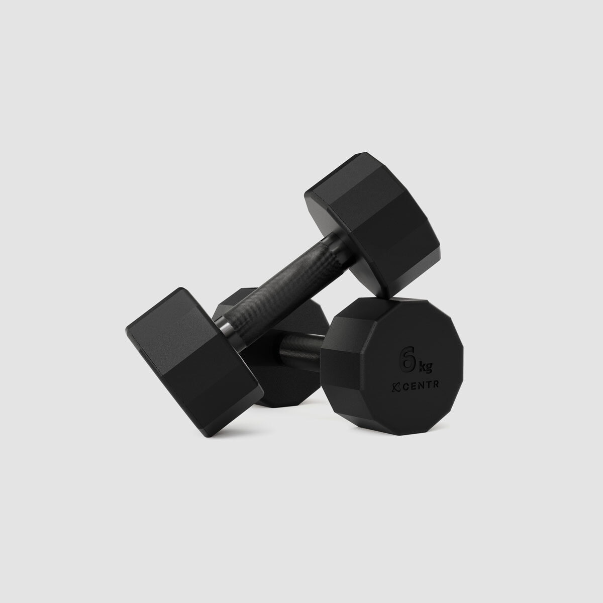 Centr 108kg Rubber Dumbbell Set with Rack
