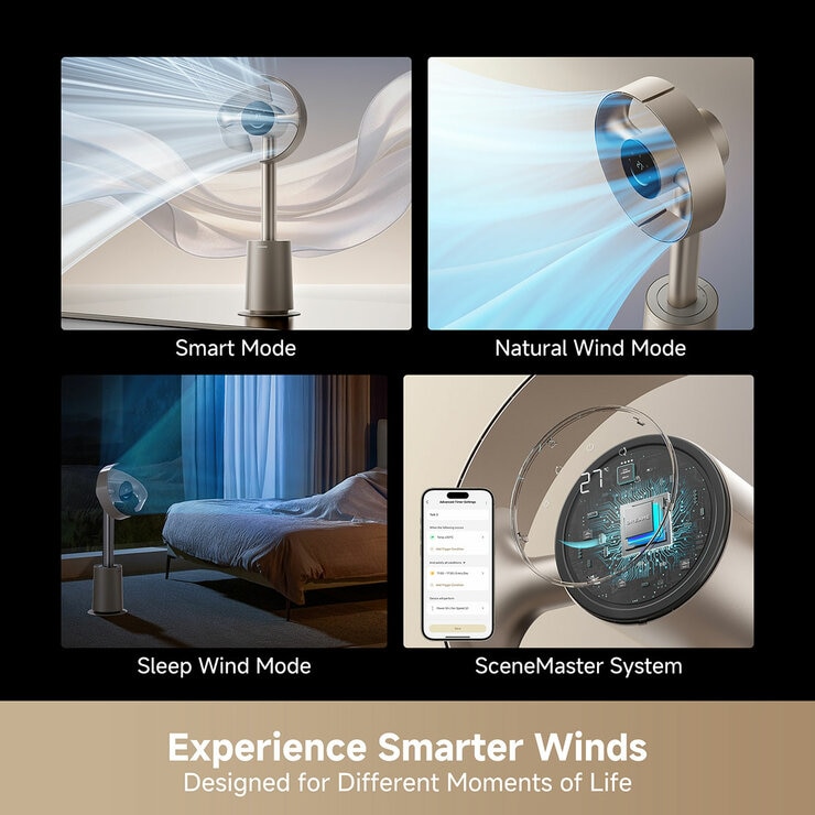 Lifestyle images showing different features of the fan Lifestyle images showing different features of the fan