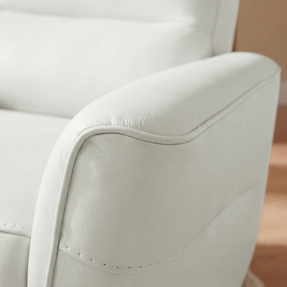Aiden & Ivy Elton Cream Leather Manual Reclining Chair Aiden & Ivy Elton Cream Leather Manual Reclining Chair