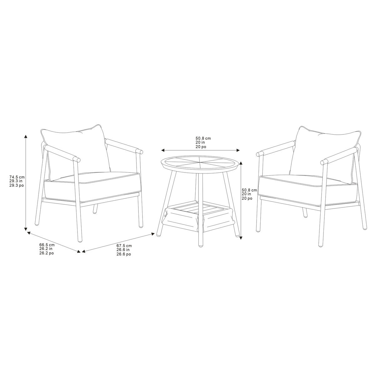 Helmsdale 3 Piece Woven Bistro Patio Set + Cover