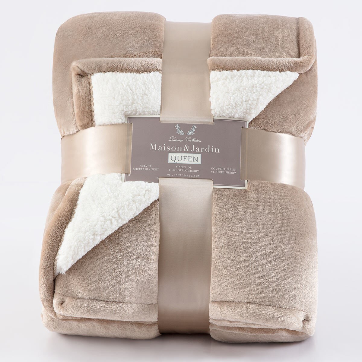 Maison & Jardin King Size Velvet Sherpa Blanket Available in Tan Costco UK