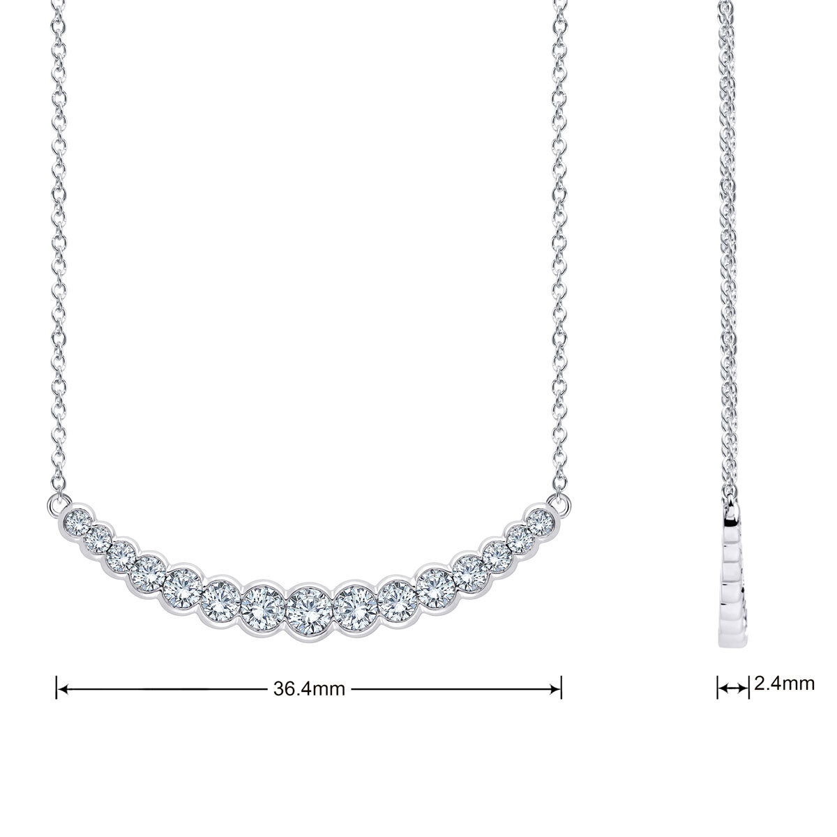 1.00ctw Round Brilliant Cut Diamond Necklace, 14ct White Gold