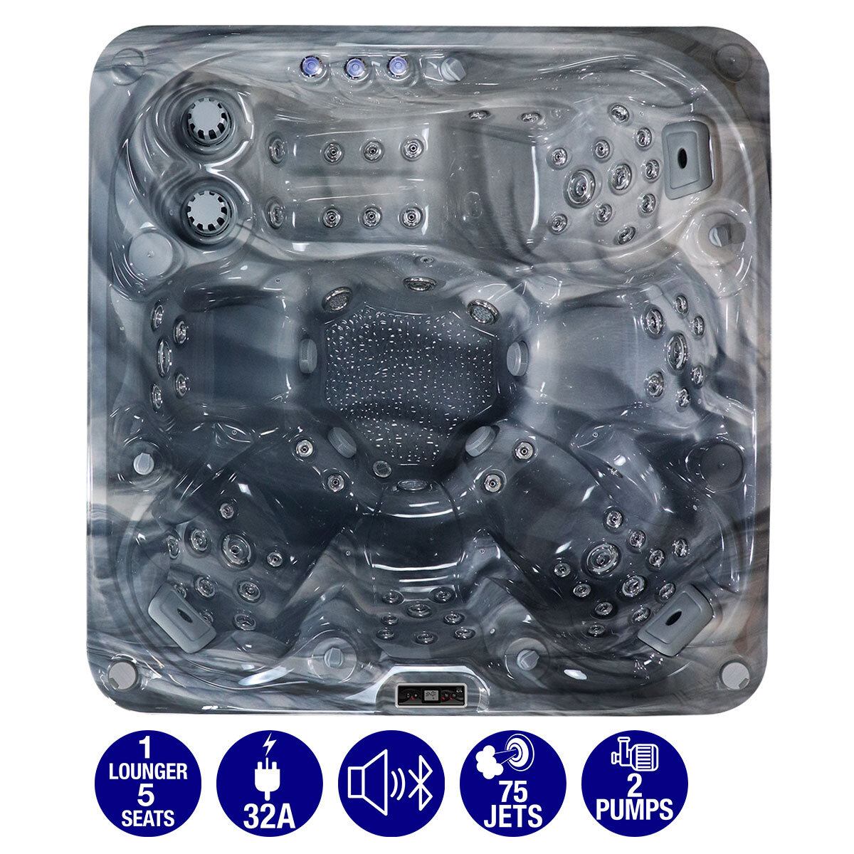 Miami Spas Venus 75-Jet 6 Person Hot Tub in 2 Colours - Delivered and Installed