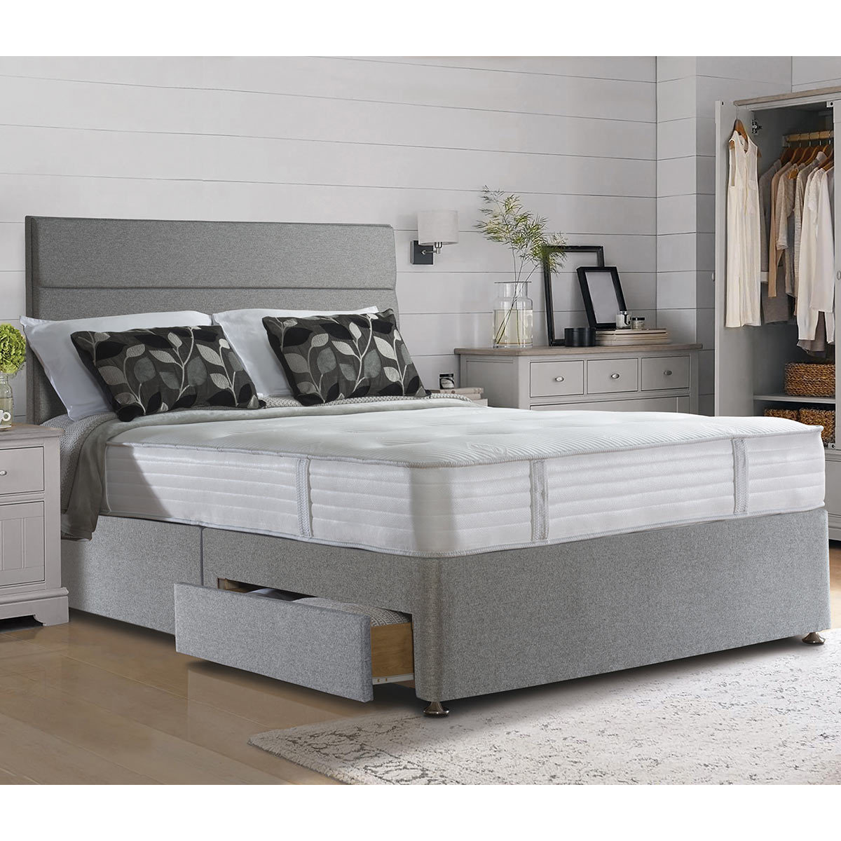 Sealy Pebble Grey Fabric Full Height Headboard, King Size Costco UK