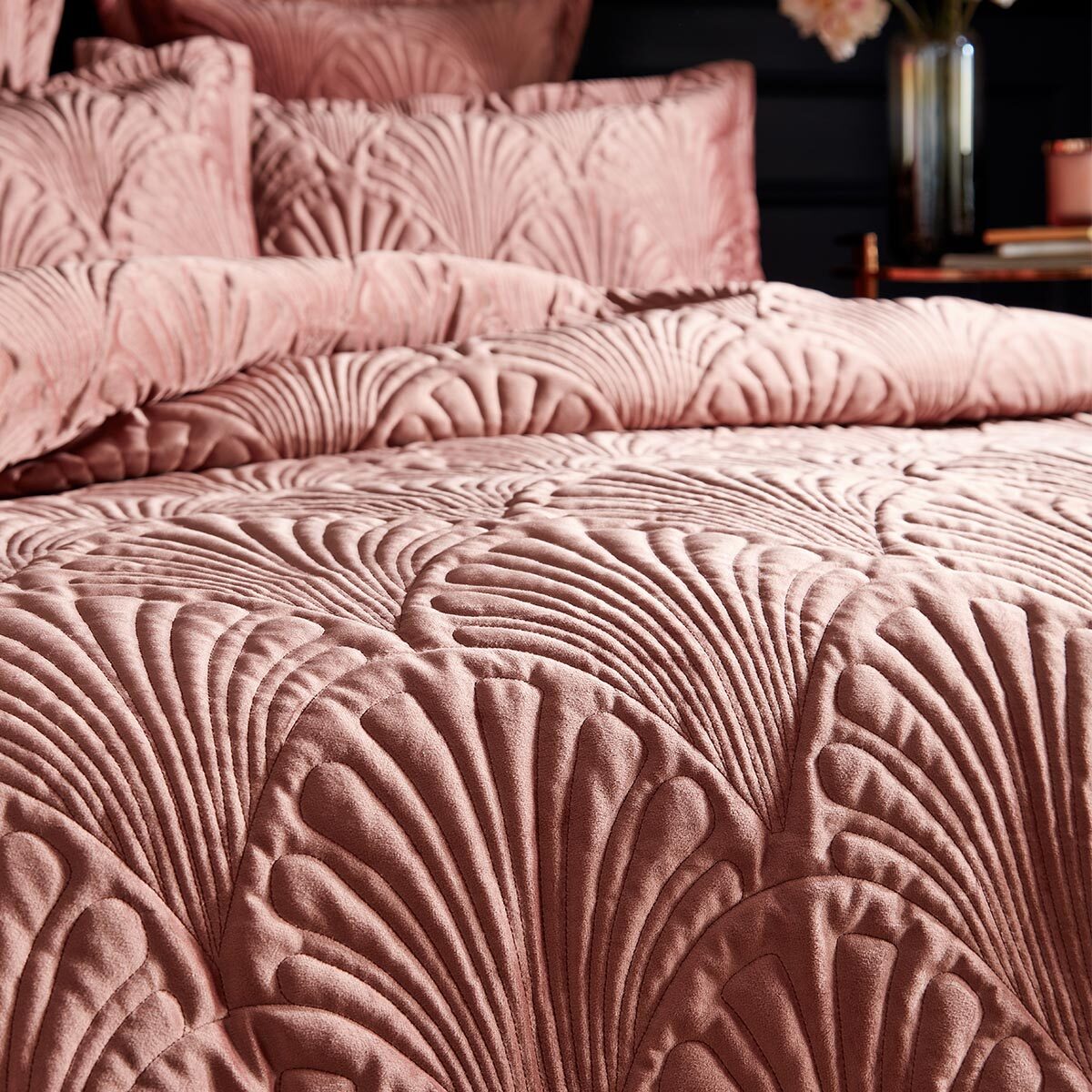 Kensington Blush Velvet 3 Piece Bed Set in 3 Sizes