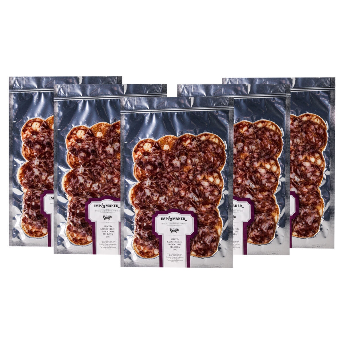 IMP & MAKER Sliced Salchichon Iberico De Bellota, 5 x 100g