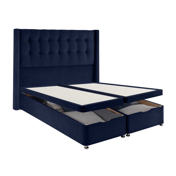 Silentnight Velvet Full Ottoman Divan Base with Bloomsbury Headboard in 2 Colours & 3 Sizes