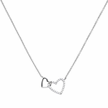Diamonfire Sterling Silver Zirconia Entwined Hearts Necklace