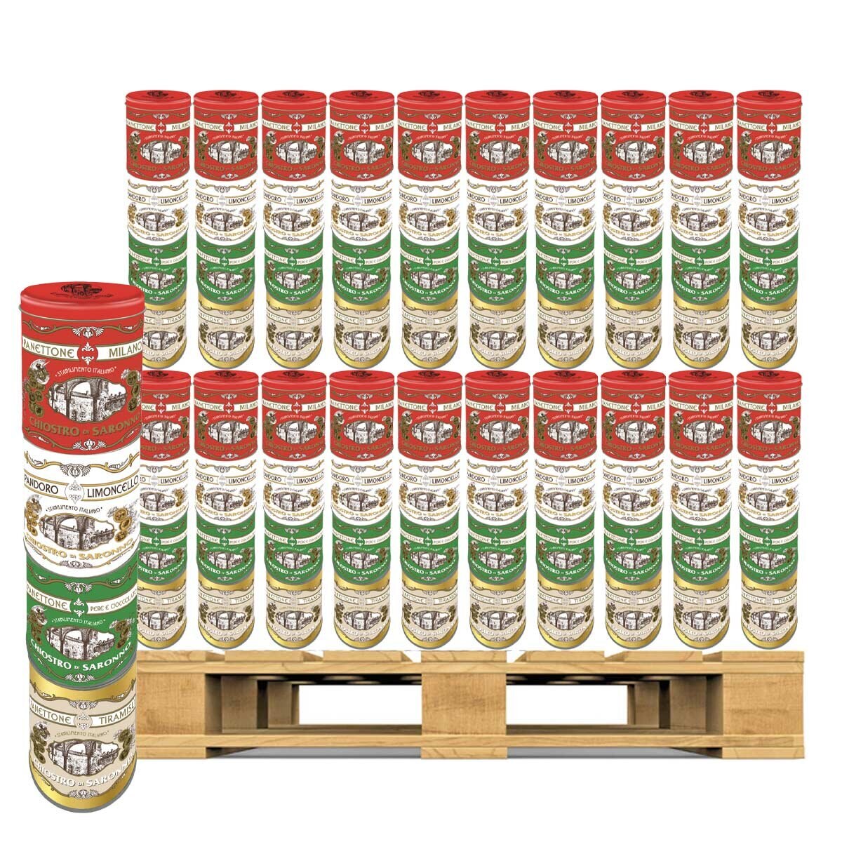 Lazzaroni Chiostro Di Saronno Assorted Mini Panettone Gift Tower, 400g (4 Pack) x 240 Units (Pallet Deal)