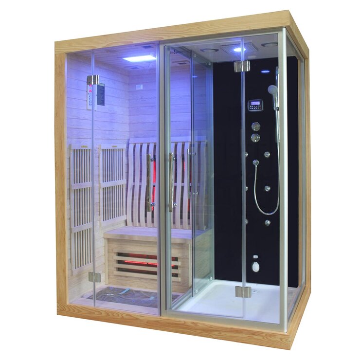 Insignia 1820 x 1230  x 2150mm Split Shower & Sauna Wood at costco.co.uk