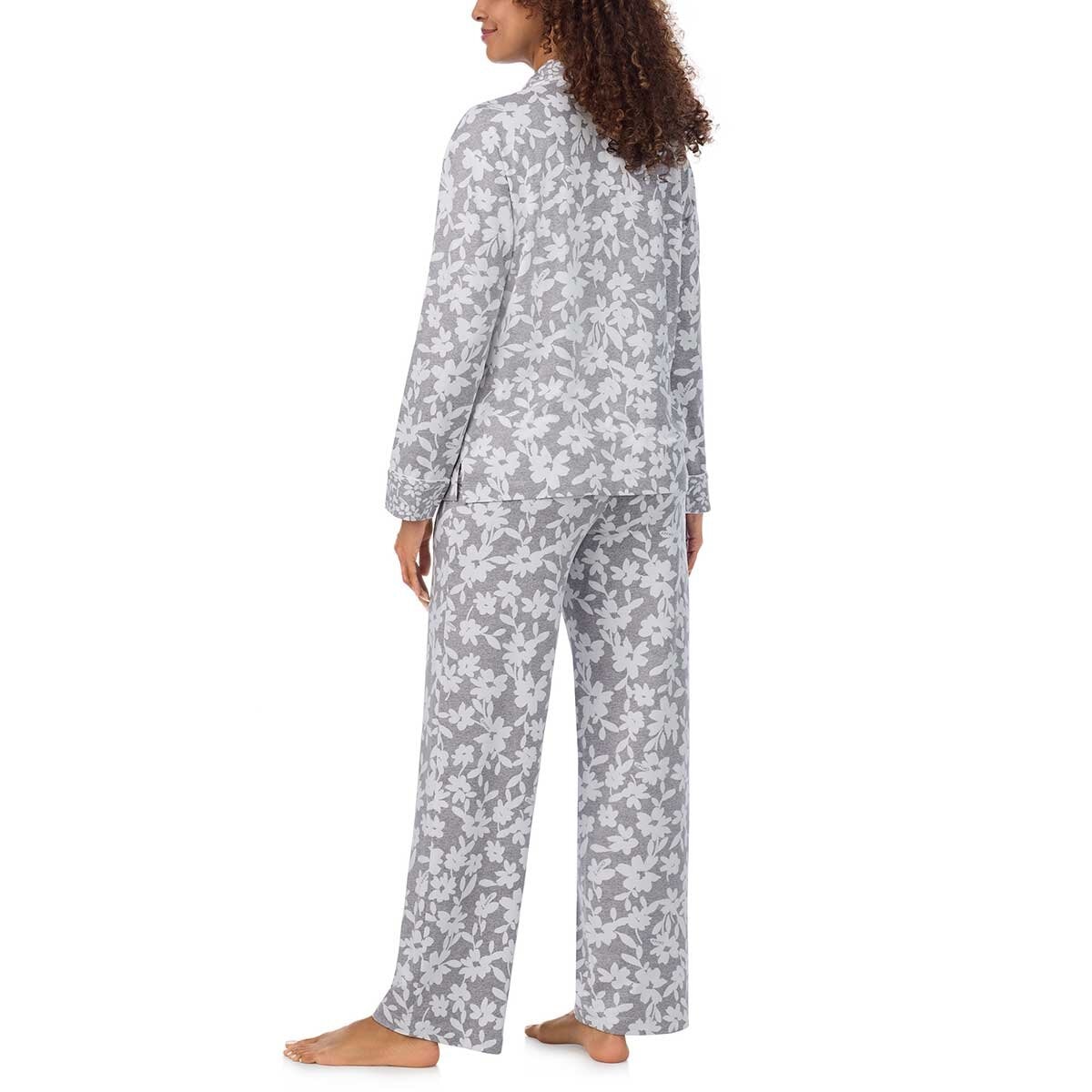 DKNY Women's Notch Collar Pyjama Set in Grey Floral