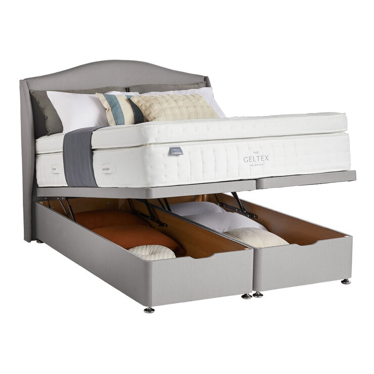 Silentnight Geltex 4000 Pocket Boxtop Mattress & Slate Grey Full Ottoman Divan in 3 Sizes