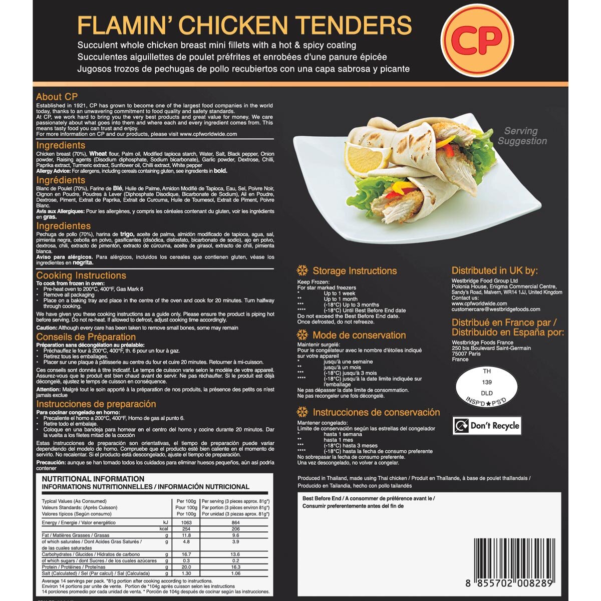 Back of Pack of Chicken Tenders