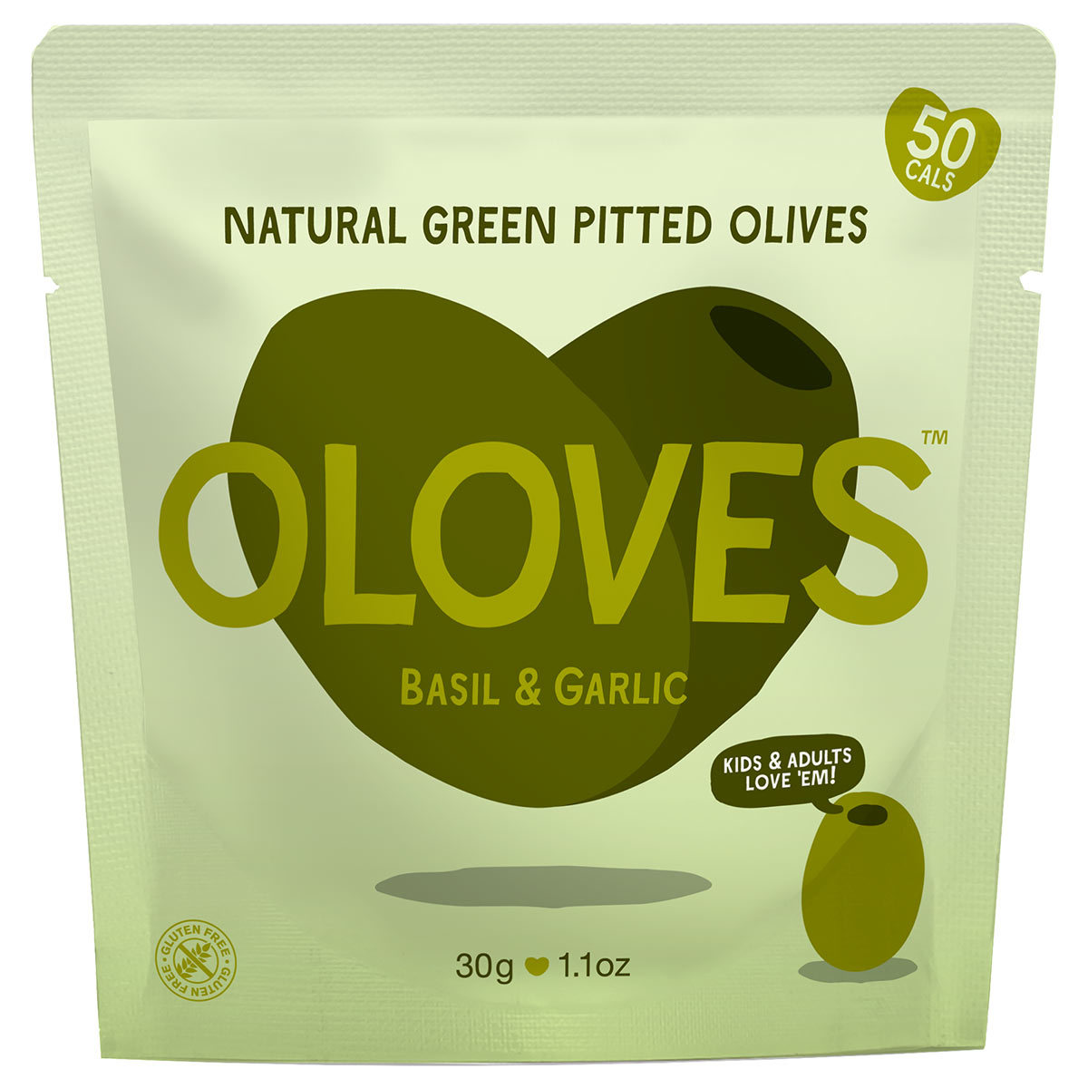 Oloves Basil & Garlic Natural Green Pitted Olives, 20 x 30g