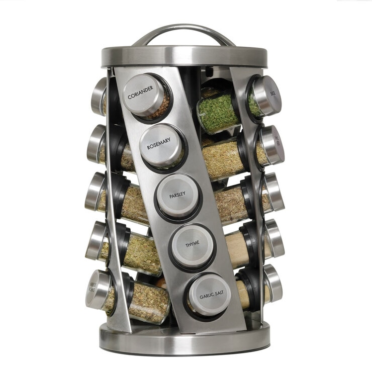 Kamenstein Stainless Steel 20 Jar Revolving Spice Rack With Spices
