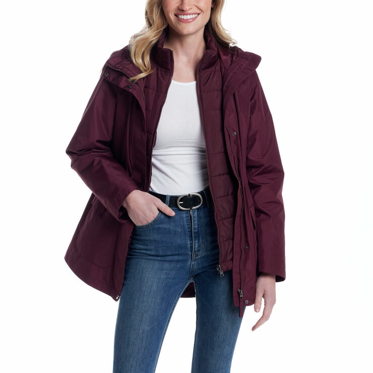 Weatherproof Women's 3 in 1 Systems Jacket in Burgundy