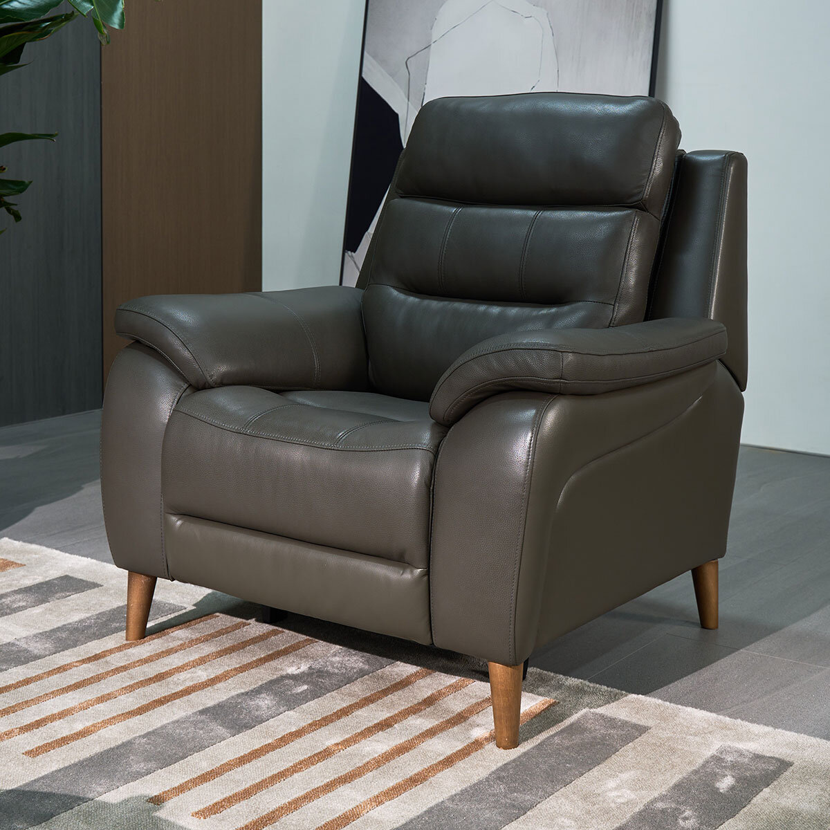 Ava Dark Grey Leather Power Reclining Armchair