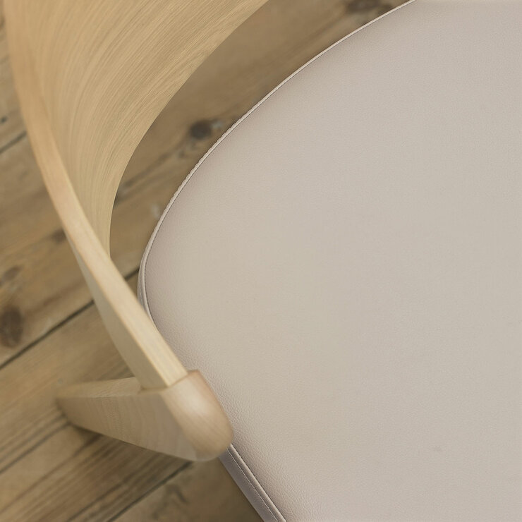 Bentley Designs Vega Scandi Light Oak Beige Leather Dining Chair, 2 Pack