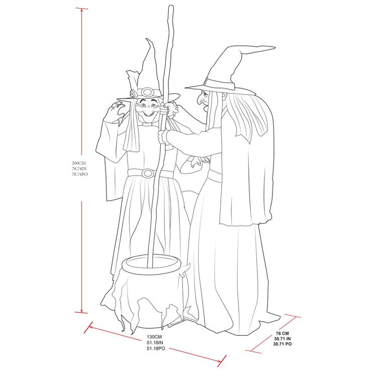 Halloween 6ft 7 Inches (2m) Animated Cauldron Brewing Witches with Lights & Sounds